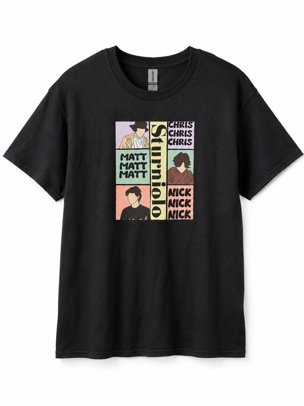 Sturniolo Triplets Fan Art Graphic Tee Black Size Large